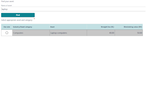 IRD Depn Rate Finder  from Chrome web store to be run with OffiDocs Chromium online