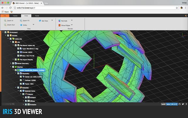 Iris 3D Viewer  from Chrome web store to be run with OffiDocs Chromium online