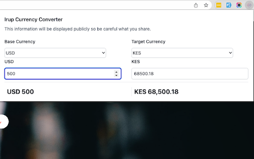 Irup Currency Converter  from Chrome web store to be run with OffiDocs Chromium online
