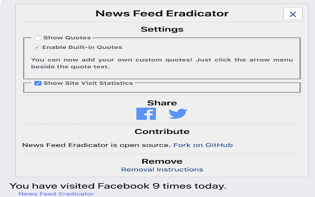 Ishaans News Feed Eradicator  from Chrome web store to be run with OffiDocs Chromium online