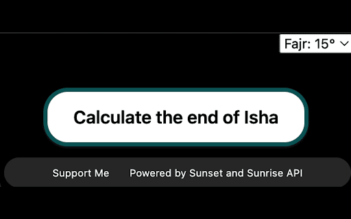 Isha End Calculator  from Chrome web store to be run with OffiDocs Chromium online