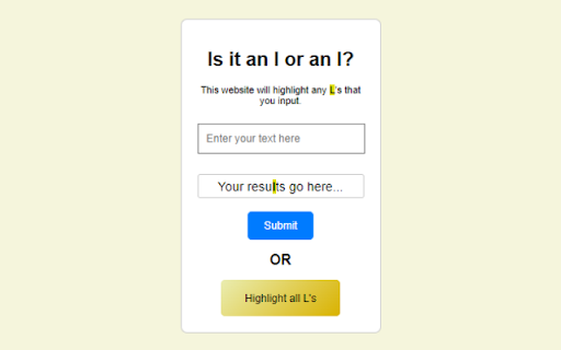 Is it an L or I?  from Chrome web store to be run with OffiDocs Chromium online