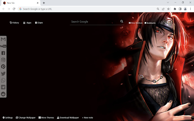 Tapeta Itachi Uchiha ze sklepu internetowego Chrome do uruchomienia z OffiDocs Chromium online