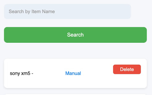 Item Manual Tracker  from Chrome web store to be run with OffiDocs Chromium online