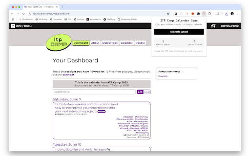 ITP Camp Calendar Sync  from Chrome web store to be run with OffiDocs Chromium online