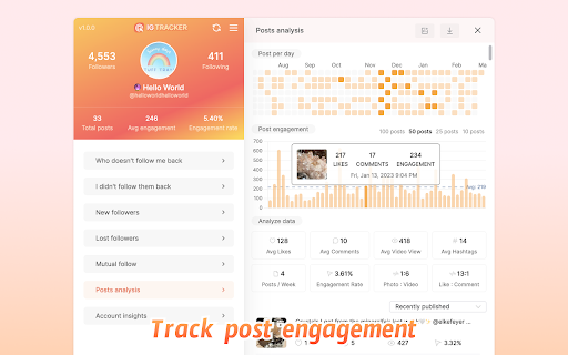 iTracker: Track your followers  posts  from Chrome web store to be run with OffiDocs Chromium online