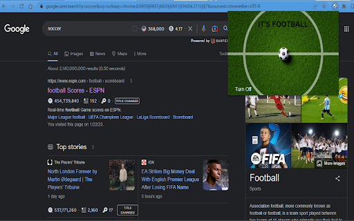 ITS FOOTBALL  from Chrome web store to be run with OffiDocs Chromium online