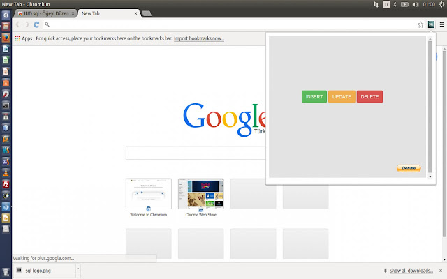 IUD sql  from Chrome web store to be run with OffiDocs Chromium online