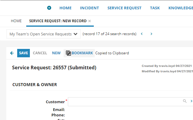 Ivanti Service Desk Add Copy Uri Button  from Chrome web store to be run with OffiDocs Chromium online