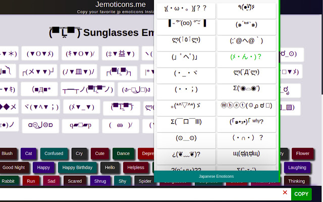 Japanese Emoticons: Kaomoji And Text Faces  from Chrome web store to be run with OffiDocs Chromium online