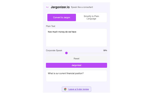 Jargonizer.io  from Chrome web store to be run with OffiDocs Chromium online