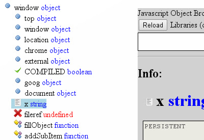 Javascript Object Browser  from Chrome web store to be run with OffiDocs Chromium online