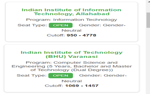 JEE Main College Predictor  from Chrome web store to be run with OffiDocs Chromium online