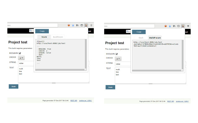 Jenkins Job Parameter Summary  from Chrome web store to be run with OffiDocs Chromium online