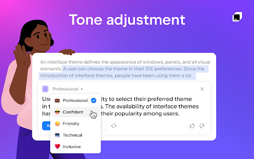 JetBrains Grazie: AI Writing Companion  from Chrome web store to be run with OffiDocs Chromium online