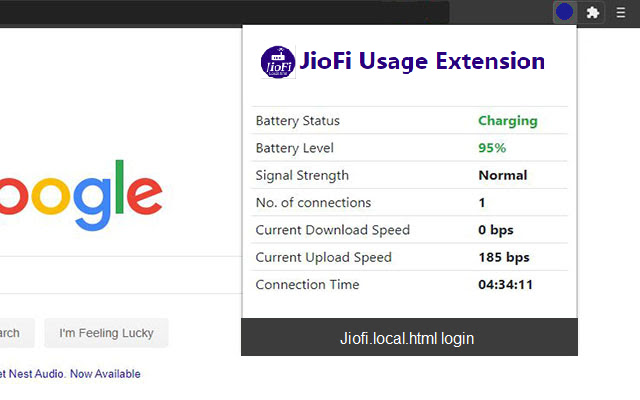 JioFi Local HtmlRouter Usage Extension  from Chrome web store to be run with OffiDocs Chromium online