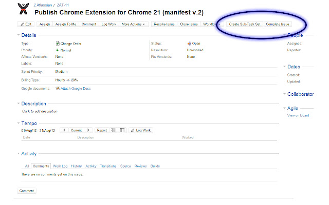 Jira Actions by Epic River  from Chrome web store to be run with OffiDocs Chromium online