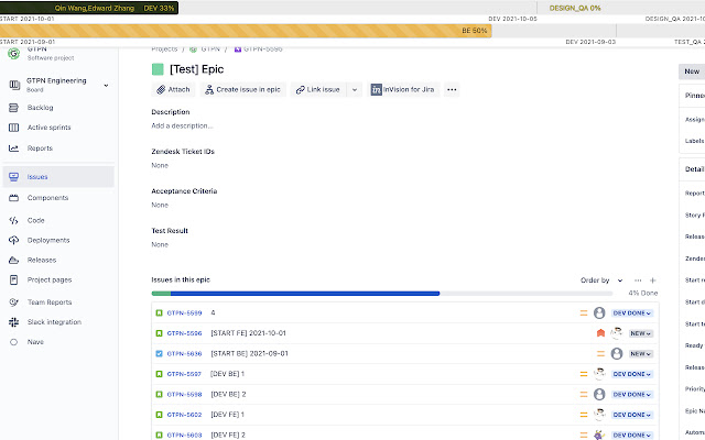 Jira Epic Management  from Chrome web store to be run with OffiDocs Chromium online