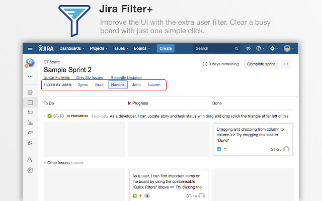 Jira Filter +  from Chrome web store to be run with OffiDocs Chromium online