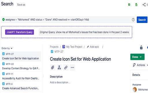 JiraGPT  from Chrome web store to be run with OffiDocs Chromium online