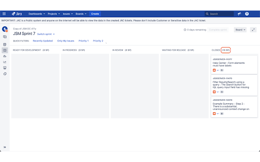 JIRA Kanban Story Points  from Chrome web store to be run with OffiDocs Chromium online