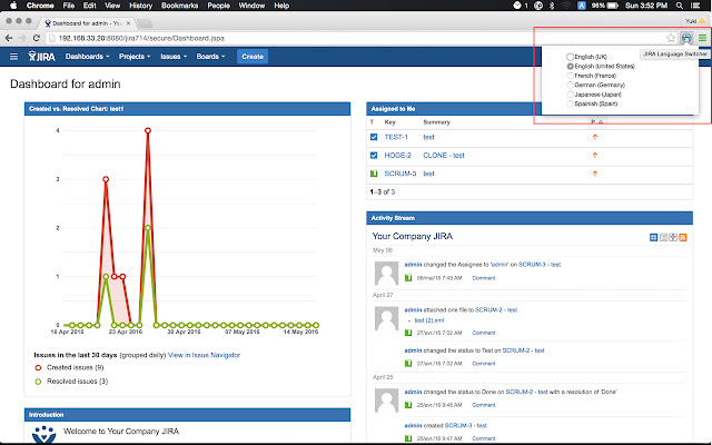 JIRA Language Switcher  from Chrome web store to be run with OffiDocs Chromium online