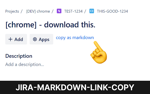jira markdown link copy  from Chrome web store to be run with OffiDocs Chromium online