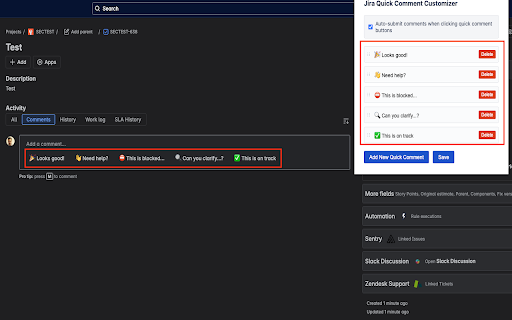 Jira Quick Comment Customizer  from Chrome web store to be run with OffiDocs Chromium online