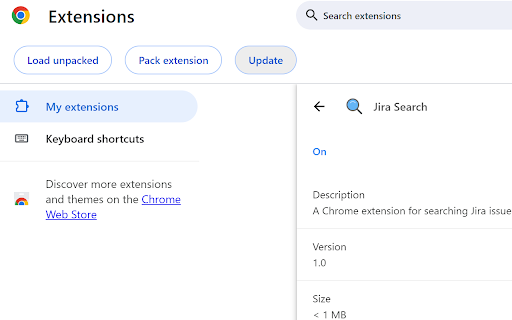 Jira Search  from Chrome web store to be run with OffiDocs Chromium online