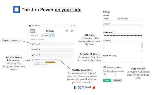 Jira Sidecar  from Chrome web store to be run with OffiDocs Chromium online