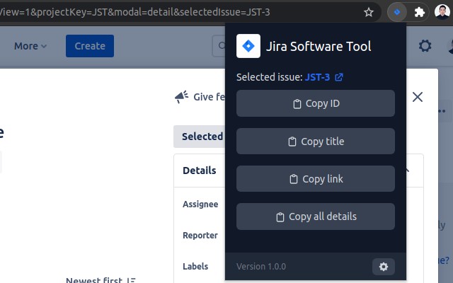 Jira Software Tool  from Chrome web store to be run with OffiDocs Chromium online
