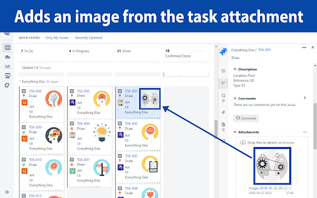 Jira Thumbnail  from Chrome web store to be run with OffiDocs Chromium online