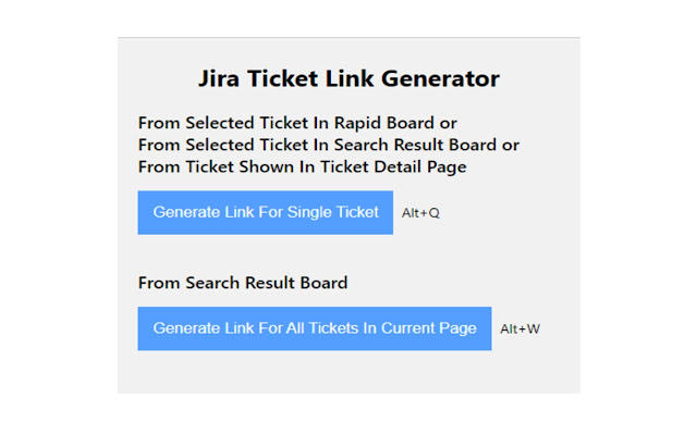 Jira Ticket Link Generator  from Chrome web store to be run with OffiDocs Chromium online