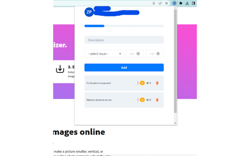 Jira Time Tracker  from Chrome web store to be run with OffiDocs Chromium online