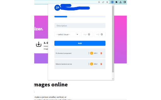 JIRA Time Tracker  from Chrome web store to be run with OffiDocs Chromium online