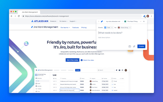 Jira Work Management  from Chrome web store to be run with OffiDocs Chromium online