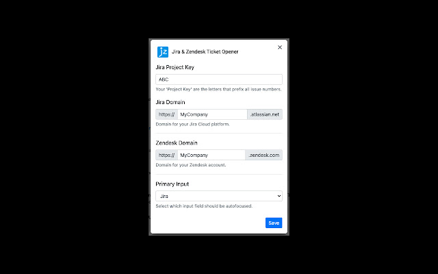 Jira  Zendesk Ticket Opener  from Chrome web store to be run with OffiDocs Chromium online