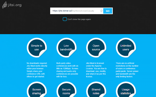 Jitsi Desktop Streamer for jitsi.donar.cz  from Chrome web store to be run with OffiDocs Chromium online