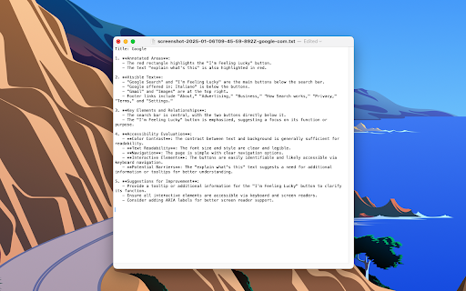 Joann AI Screenshot Analysis  from Chrome web store to be run with OffiDocs Chromium online