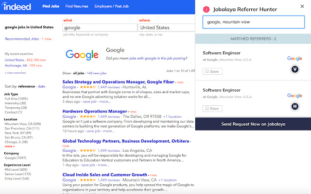 Jobalaya Referrer Hunter  from Chrome web store to be run with OffiDocs Chromium online