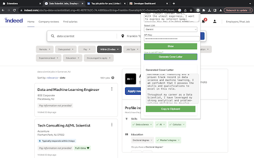 Job Application Assistant  from Chrome web store to be run with OffiDocs Chromium online