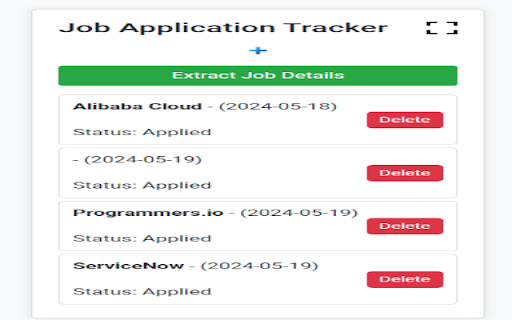 Job Application Tracker  from Chrome web store to be run with OffiDocs Chromium online