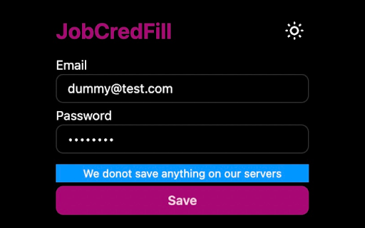 JobCredFill Job board credential filler  from Chrome web store to be run with OffiDocs Chromium online
