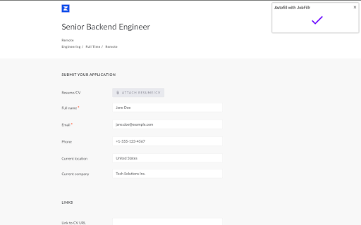JobFillr Autofill your Job Applications  from Chrome web store to be run with OffiDocs Chromium online