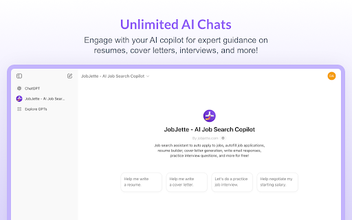JobJette Free AI Job Search Copilot  from Chrome web store to be run with OffiDocs Chromium online