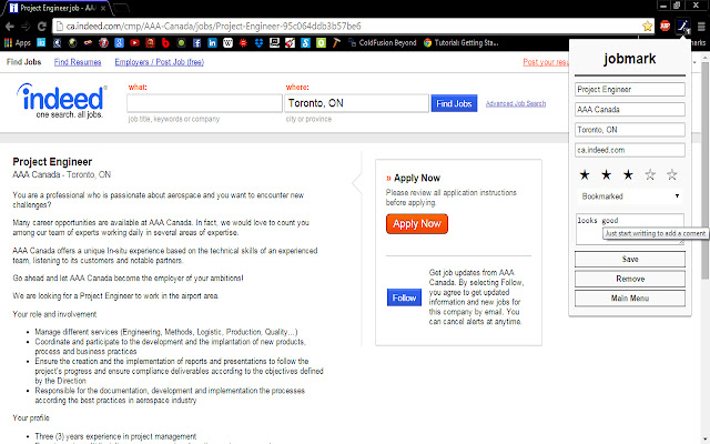 jobmark  from Chrome web store to be run with OffiDocs Chromium online