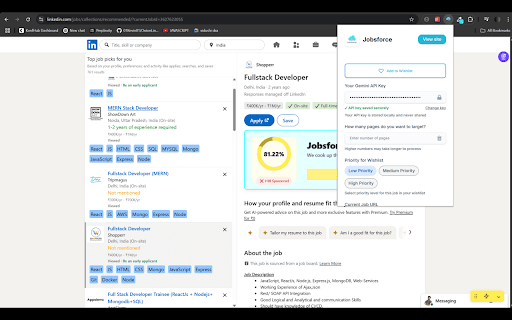 Jobsforce.ai  from Chrome web store to be run with OffiDocs Chromium online