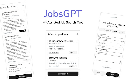 JobsGPT  from Chrome web store to be run with OffiDocs Chromium online