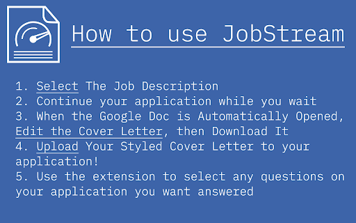 JobStream  from Chrome web store to be run with OffiDocs Chromium online