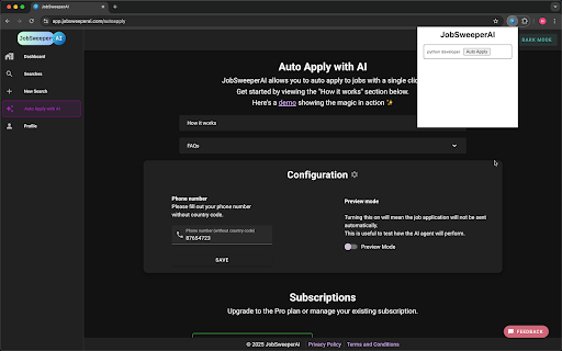 JobSweeperAI  from Chrome web store to be run with OffiDocs Chromium online